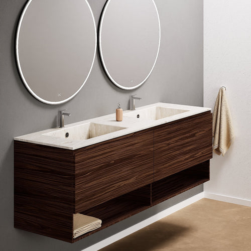 Aurora – Double Corian® Basin Unit with 2 Aligned Drawers and buttom Shelves - ROVALUX