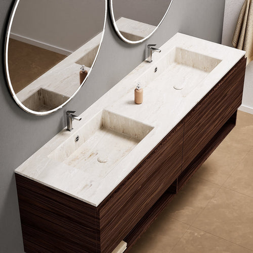 Aurora – Double Corian® Basin Unit with 2 Aligned Drawers and buttom Shelves - ROVALUX