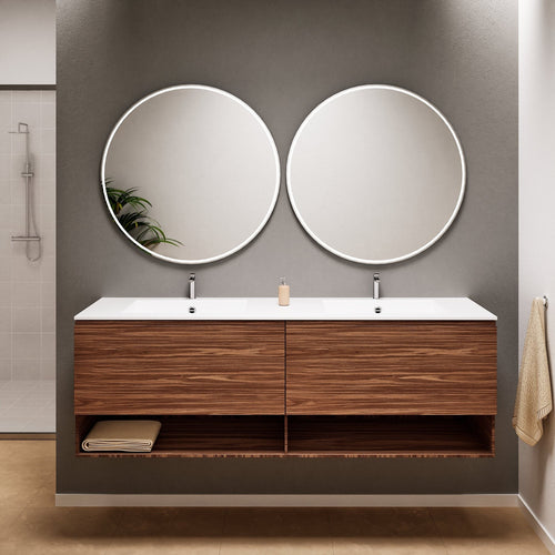 Aurora – Double Corian® Basin Unit with 2 Aligned Drawers and buttom Shelves - ROVALUX