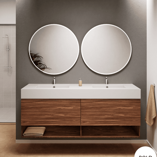 Aurora – Double Corian® Basin Unit with 2 Aligned Drawers and buttom Shelves - ROVALUX
