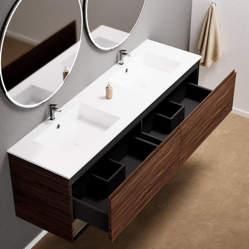 Aurora – Double Corian® Basin Unit with 2 Aligned Drawers and buttom Shelves - ROVALUX