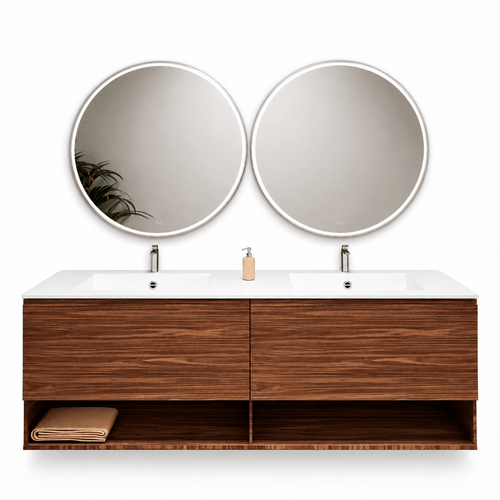 Aurora – Double Corian® Basin Unit with 2 Aligned Drawers and buttom Shelves - ROVALUX