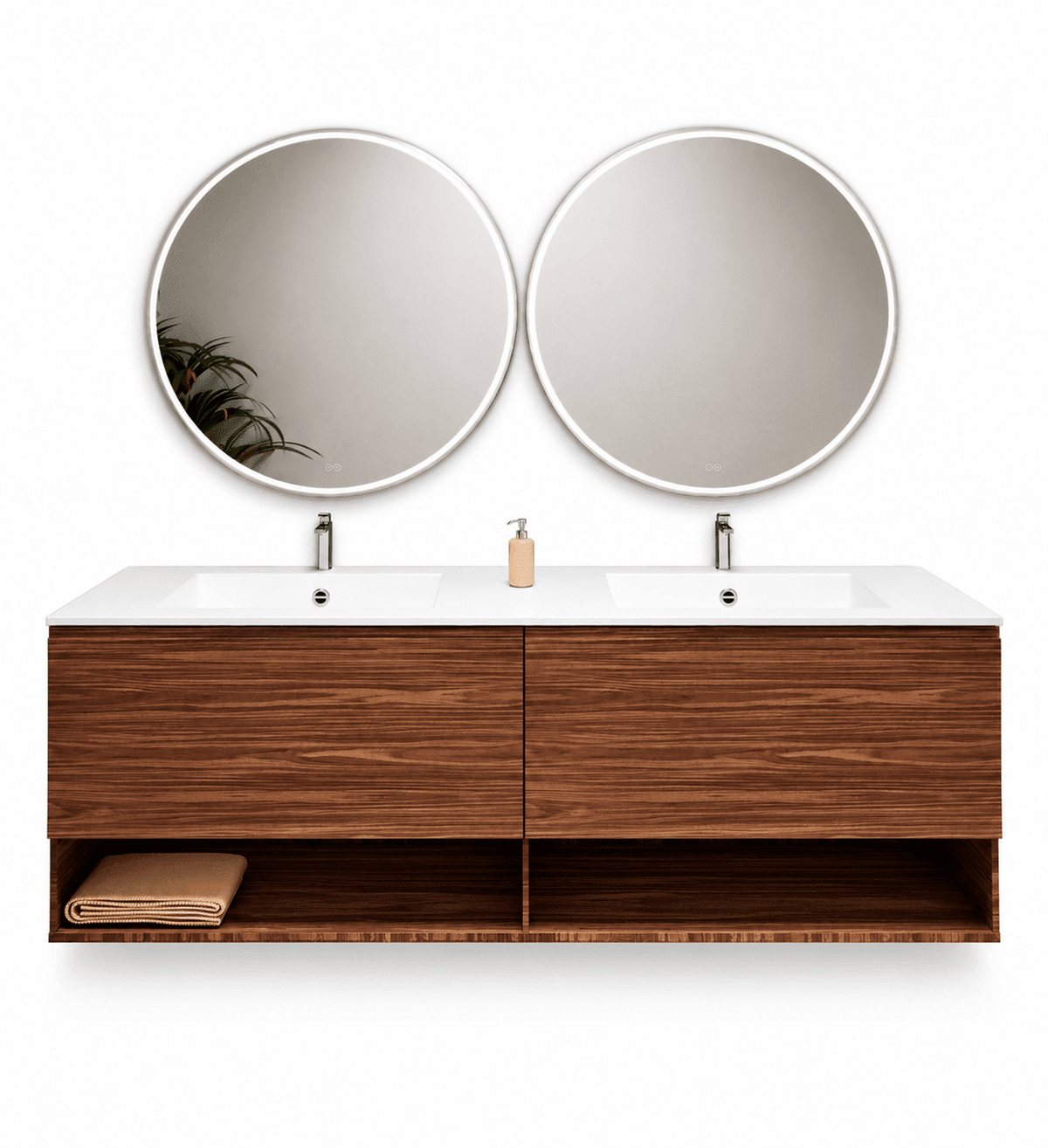 Aurora – Double Corian® Basin Unit with 2 Aligned Drawers and buttom Shelves - ROVALUX