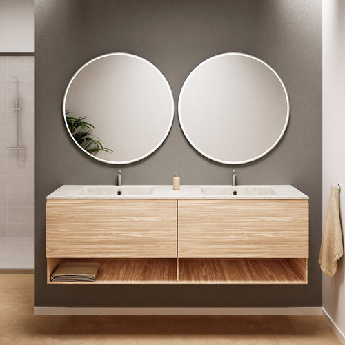 Aurora – Double Corian® Basin Unit with 2 Aligned Drawers and buttom Shelves - ROVALUX