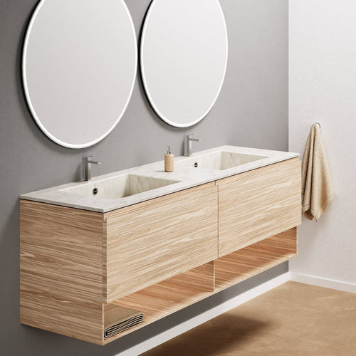 Aurora – Double Corian® Basin Unit with 2 Aligned Drawers and buttom Shelves - ROVALUX