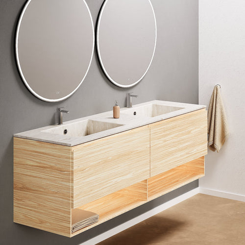 Aurora – Double Corian® Basin Unit with 2 Aligned Drawers and buttom Shelves - ROVALUX