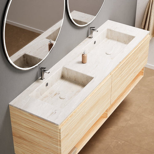 Aurora – Double Corian® Basin Unit with 2 Aligned Drawers and buttom Shelves - ROVALUX
