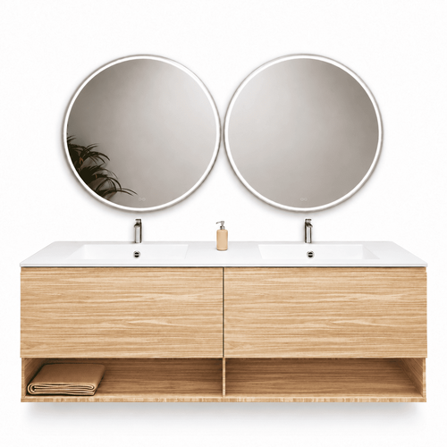 Aurora – Double Corian® Basin Unit with 2 Aligned Drawers and buttom Shelves - ROVALUX