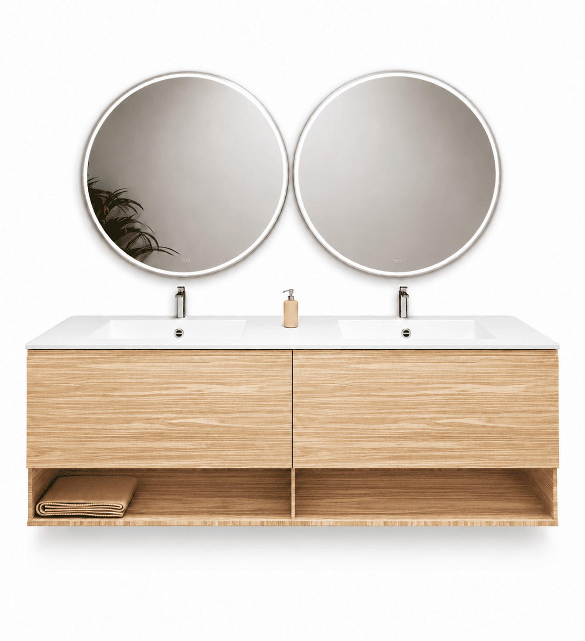 Aurora – Double Corian® Basin Unit with 2 Aligned Drawers and buttom Shelves - ROVALUX