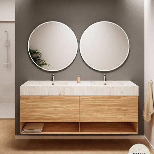 Aurora – Double Corian® Basin Unit with 2 Aligned Drawers and buttom Shelves - ROVALUX