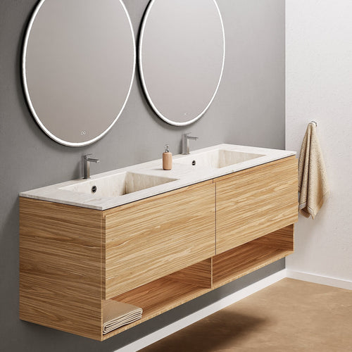 Aurora – Double Corian® Basin Unit with 2 Aligned Drawers and buttom Shelves - ROVALUX