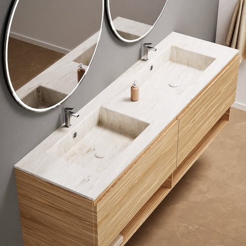 Aurora – Double Corian® Basin Unit with 2 Aligned Drawers and buttom Shelves - ROVALUX