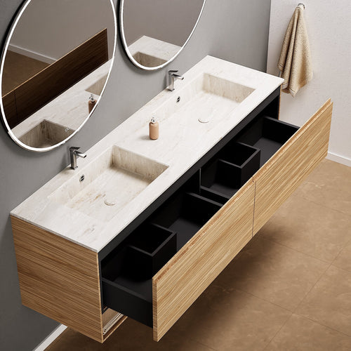 Aurora – Double Corian® Basin Unit with 2 Aligned Drawers and buttom Shelves - ROVALUX