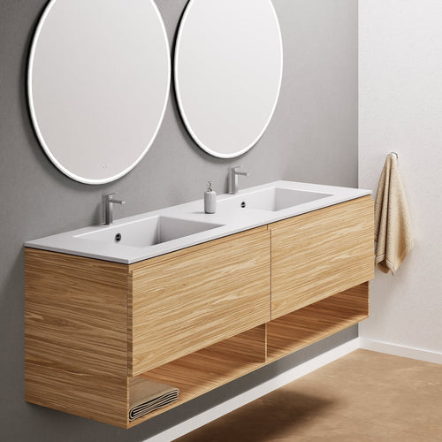 Aurora – Double Corian® Basin Unit with 2 Aligned Drawers and buttom Shelves - ROVALUX