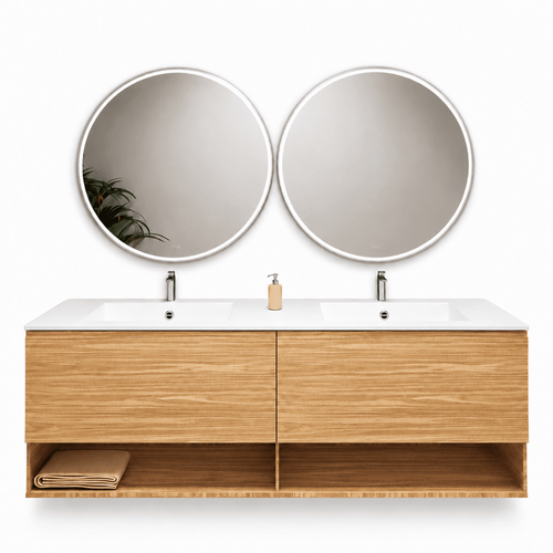 Aurora – Double Corian® Basin Unit with 2 Aligned Drawers and buttom Shelves - ROVALUX
