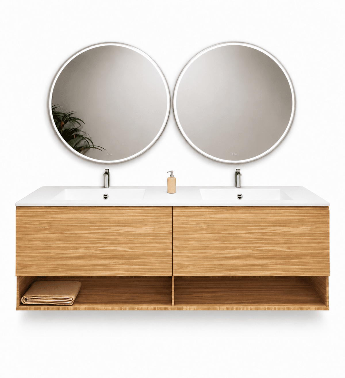 Aurora – Double Corian® Basin Unit with 2 Aligned Drawers and buttom Shelves - ROVALUX