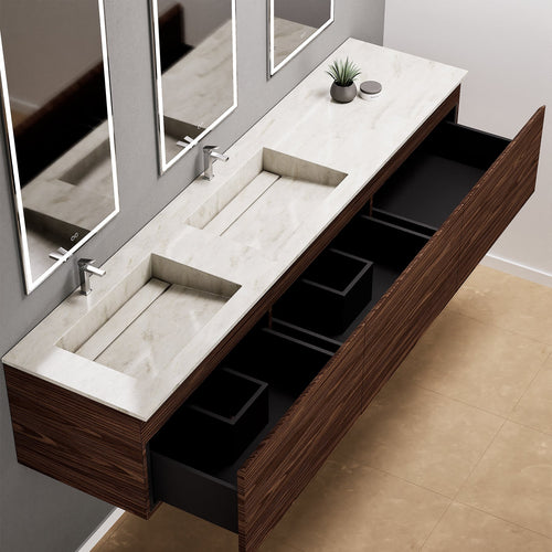 Aurora – Double Corian® Basin Unit with 3 Aligned Drawers - ROVALUX