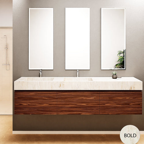 Aurora – Double Corian® Basin Unit with 3 Aligned Drawers - ROVALUX