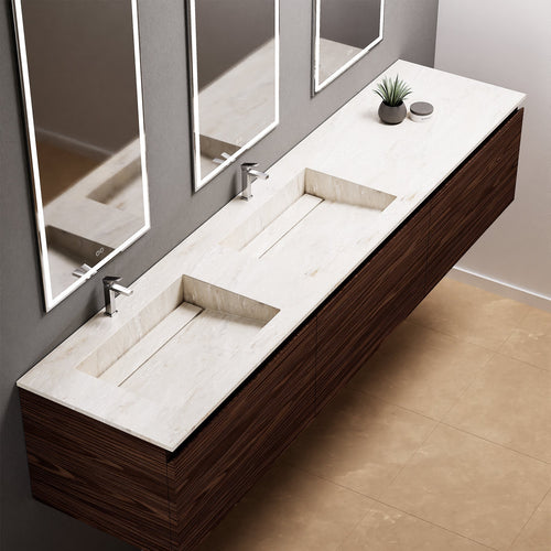 Aurora – Double Corian® Basin Unit with 3 Aligned Drawers - ROVALUX