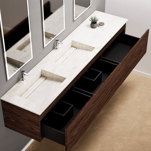 Aurora – Double Corian® Basin Unit with 3 Aligned Drawers - ROVALUX