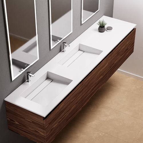 Aurora – Double Corian® Basin Unit with 3 Aligned Drawers - ROVALUX