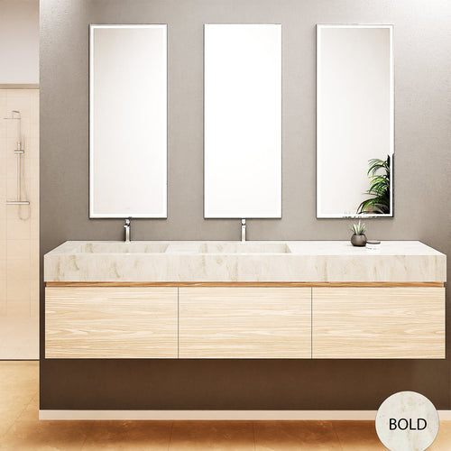 Aurora – Double Corian® Basin Unit with 3 Aligned Drawers - ROVALUX