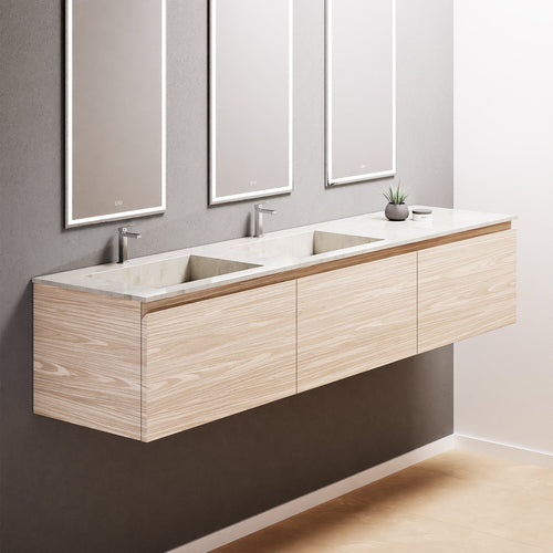 Aurora – Double Corian® Basin Unit with 3 Aligned Drawers - ROVALUX