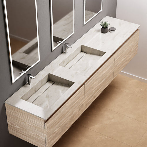 Aurora – Double Corian® Basin Unit with 3 Aligned Drawers - ROVALUX