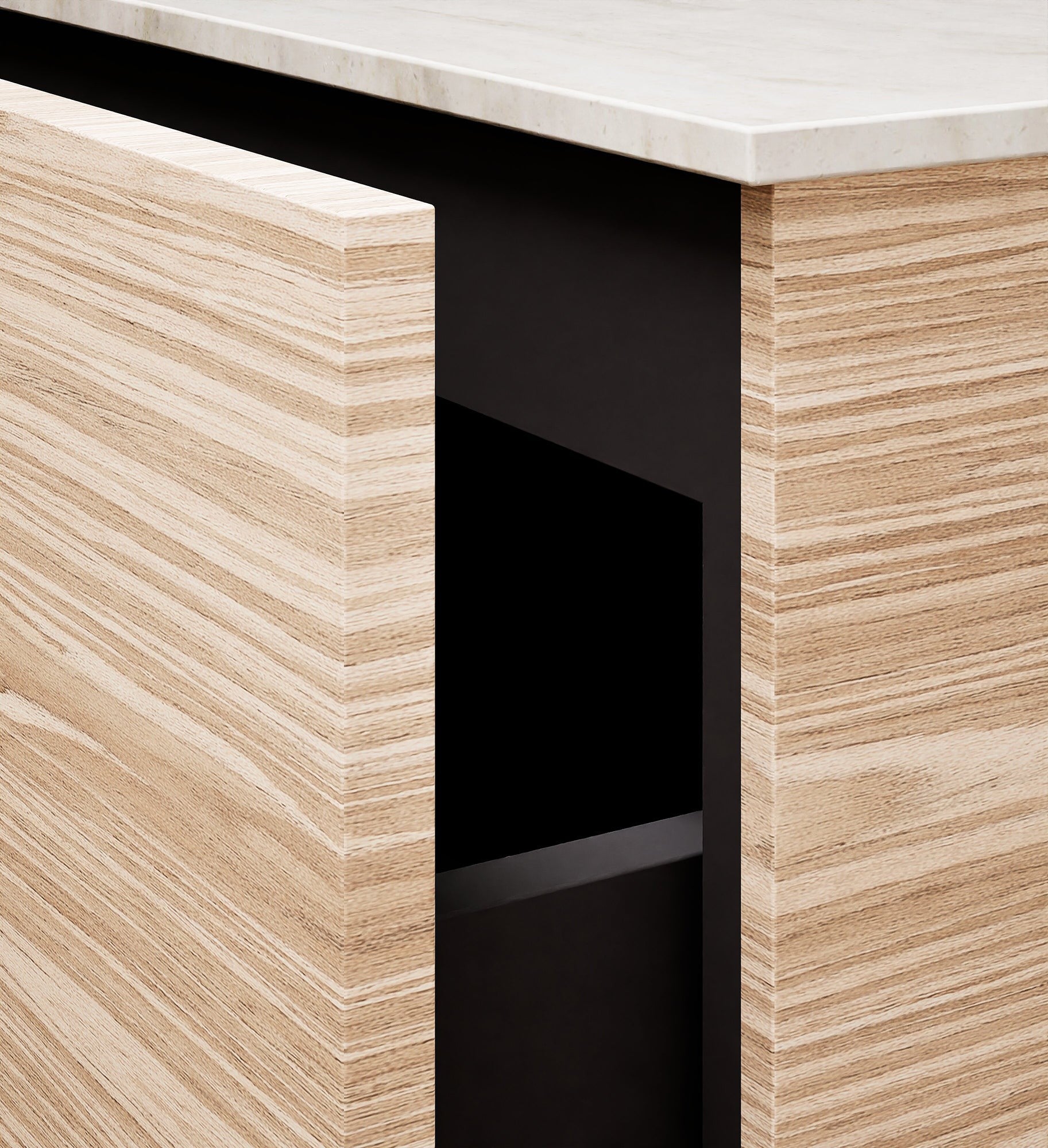 Aurora – Double Corian® Basin Unit with 3 Aligned Drawers - ROVALUX