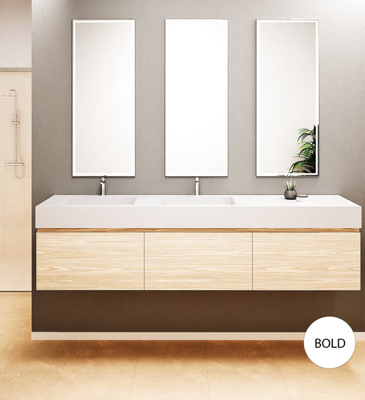 Aurora – Double Corian® Basin Unit with 3 Aligned Drawers - ROVALUX