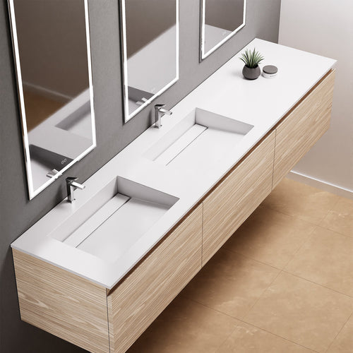 Aurora – Double Corian® Basin Unit with 3 Aligned Drawers - ROVALUX