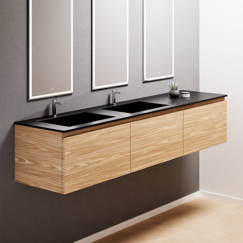 Aurora – Double Corian® Basin Unit with 3 Aligned Drawers - ROVALUX