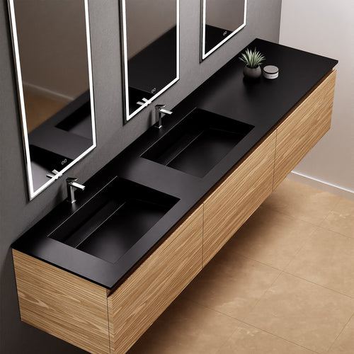 Aurora – Double Corian® Basin Unit with 3 Aligned Drawers - ROVALUX