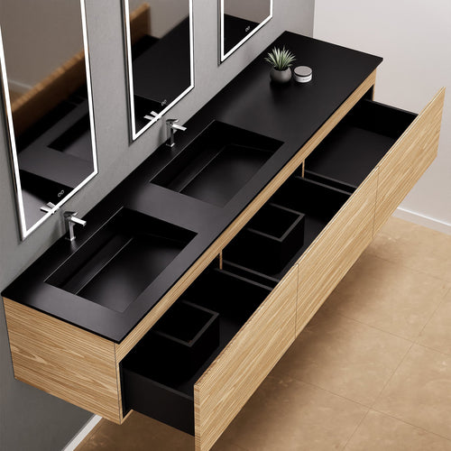Aurora – Double Corian® Basin Unit with 3 Aligned Drawers - ROVALUX