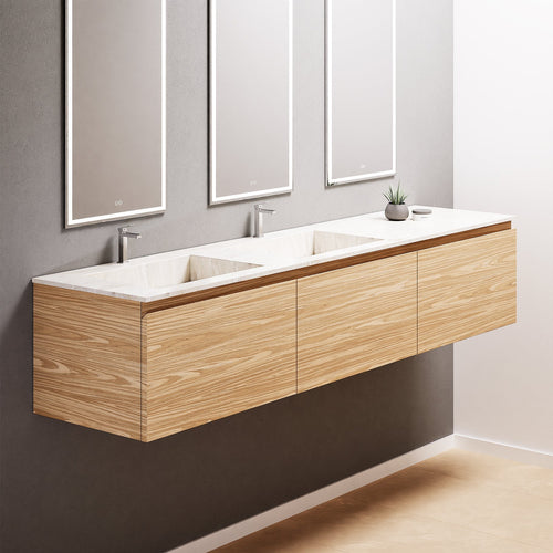 Aurora – Double Corian® Basin Unit with 3 Aligned Drawers - ROVALUX