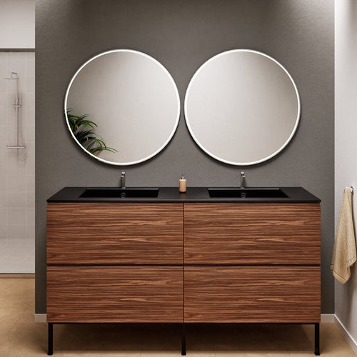 Aurora – Double Corian® Basin Unit with 4 Drawers and Feet-Standing Vanity - ROVALUX
