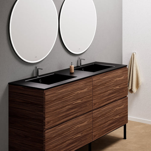 Aurora – Double Corian® Basin Unit with 4 Drawers and Feet-Standing Vanity - ROVALUX