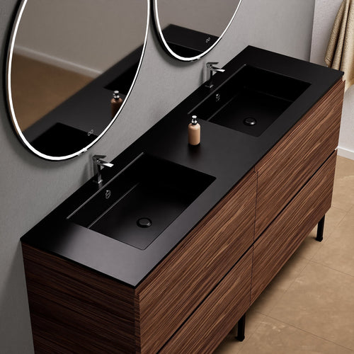 Aurora – Double Corian® Basin Unit with 4 Drawers and Feet-Standing Vanity - ROVALUX