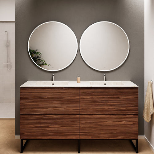 Aurora – Double Corian® Basin Unit with 4 Drawers and Feet-Standing Vanity - ROVALUX