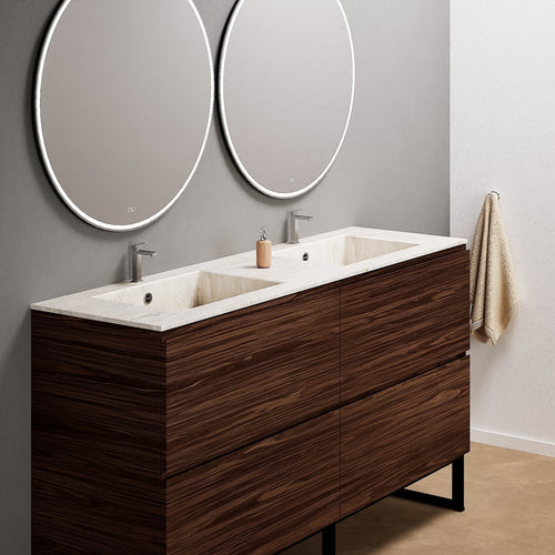 Aurora – Double Corian® Basin Unit with 4 Drawers and Feet-Standing Vanity - ROVALUX