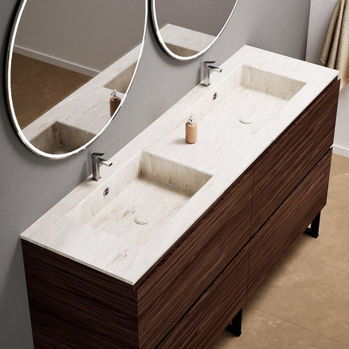 Aurora – Double Corian® Basin Unit with 4 Drawers and Feet-Standing Vanity - ROVALUX