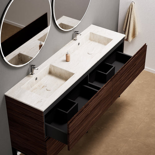 Aurora – Double Corian® Basin Unit with 4 Drawers and Feet-Standing Vanity - ROVALUX