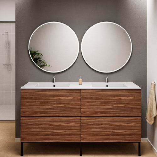 Aurora – Double Corian® Basin Unit with 4 Drawers and Feet-Standing Vanity - ROVALUX