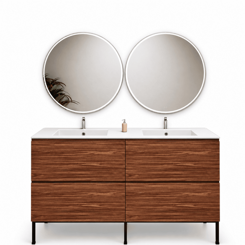 Aurora – Double Corian® Basin Unit with 4 Drawers and Feet-Standing Vanity - ROVALUX