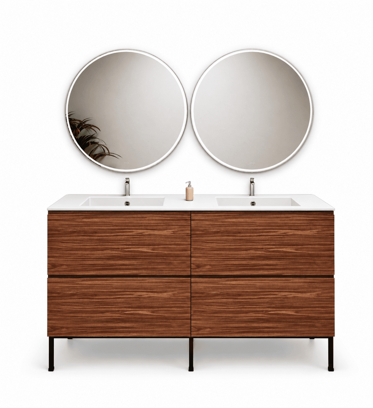 Aurora – Double Corian® Basin Unit with 4 Drawers and Feet-Standing Vanity - ROVALUX
