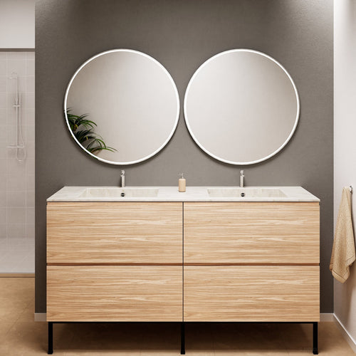 Aurora – Double Corian® Basin Unit with 4 Drawers and Feet-Standing Vanity - ROVALUX