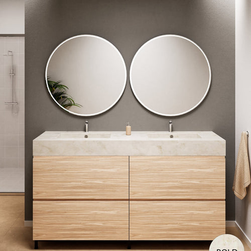 Aurora – Double Corian® Basin Unit with 4 Drawers and Feet-Standing Vanity - ROVALUX