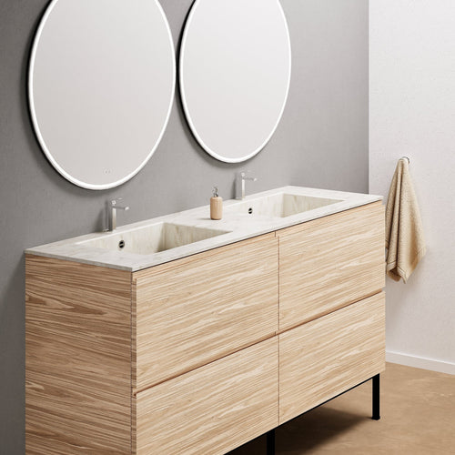 Aurora – Double Corian® Basin Unit with 4 Drawers and Feet-Standing Vanity - ROVALUX