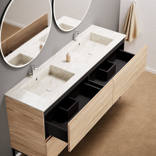 Aurora – Double Corian® Basin Unit with 4 Drawers and Feet-Standing Vanity - ROVALUX