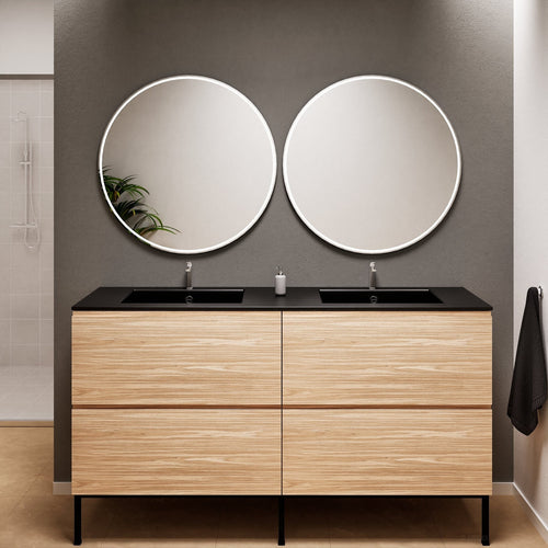 Aurora – Double Corian® Basin Unit with 4 Drawers and Feet-Standing Vanity - ROVALUX